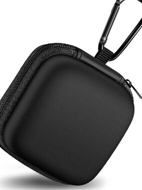 Compact Black Hard Shell Carrying Case with Carabiner
